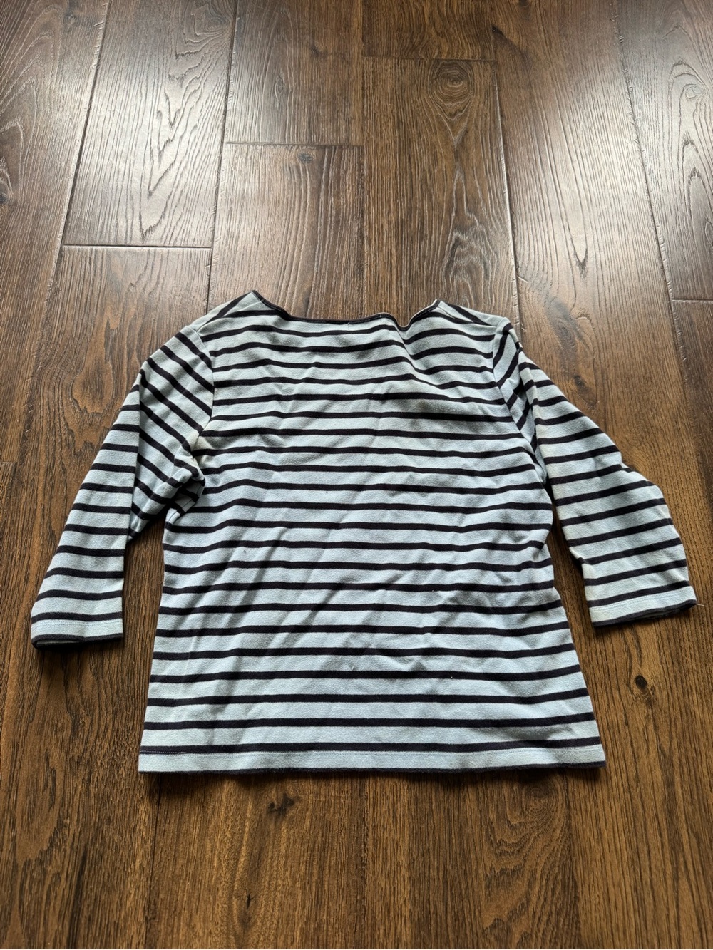 Striped Scoop Neck Women’s Top - Blue & Black - Picture 3 of 3